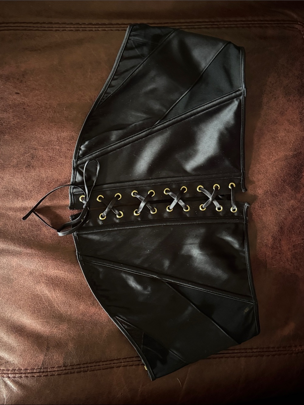 Parade Black Faux Leather Lace-Up Waist Cincher